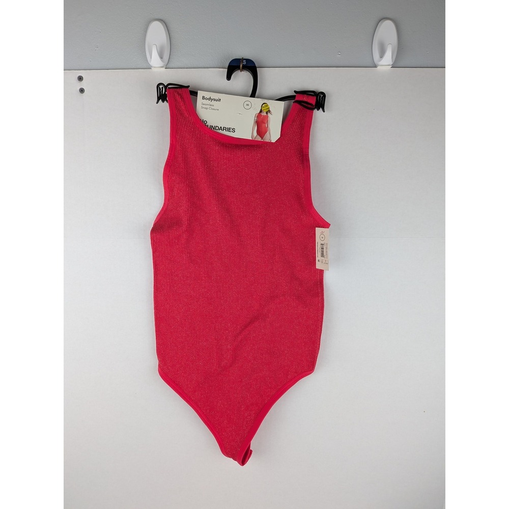 No Boundaries Red Ribbed Seamless Snap Closure Tank Bodysuit Women's XS